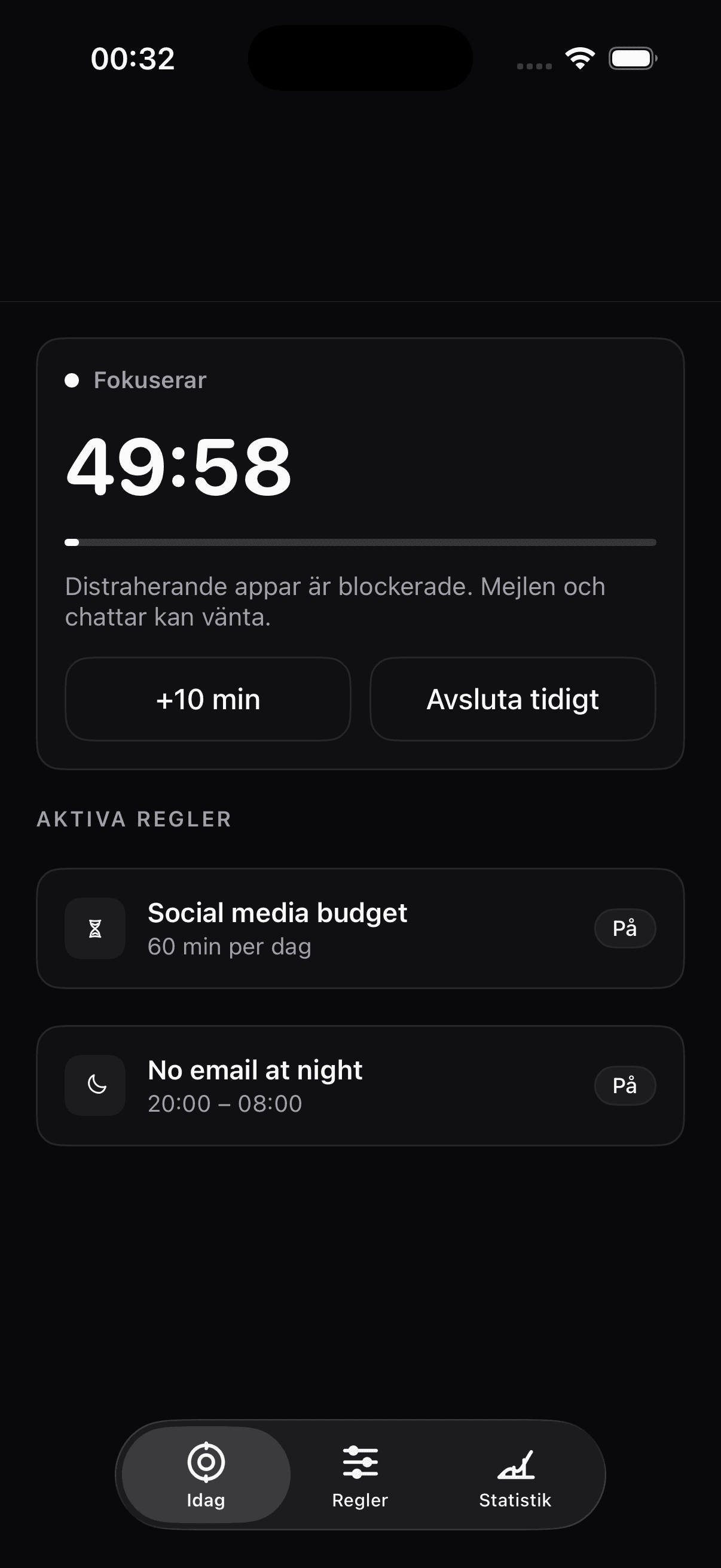 haegr rules screen with active app limits and curfews