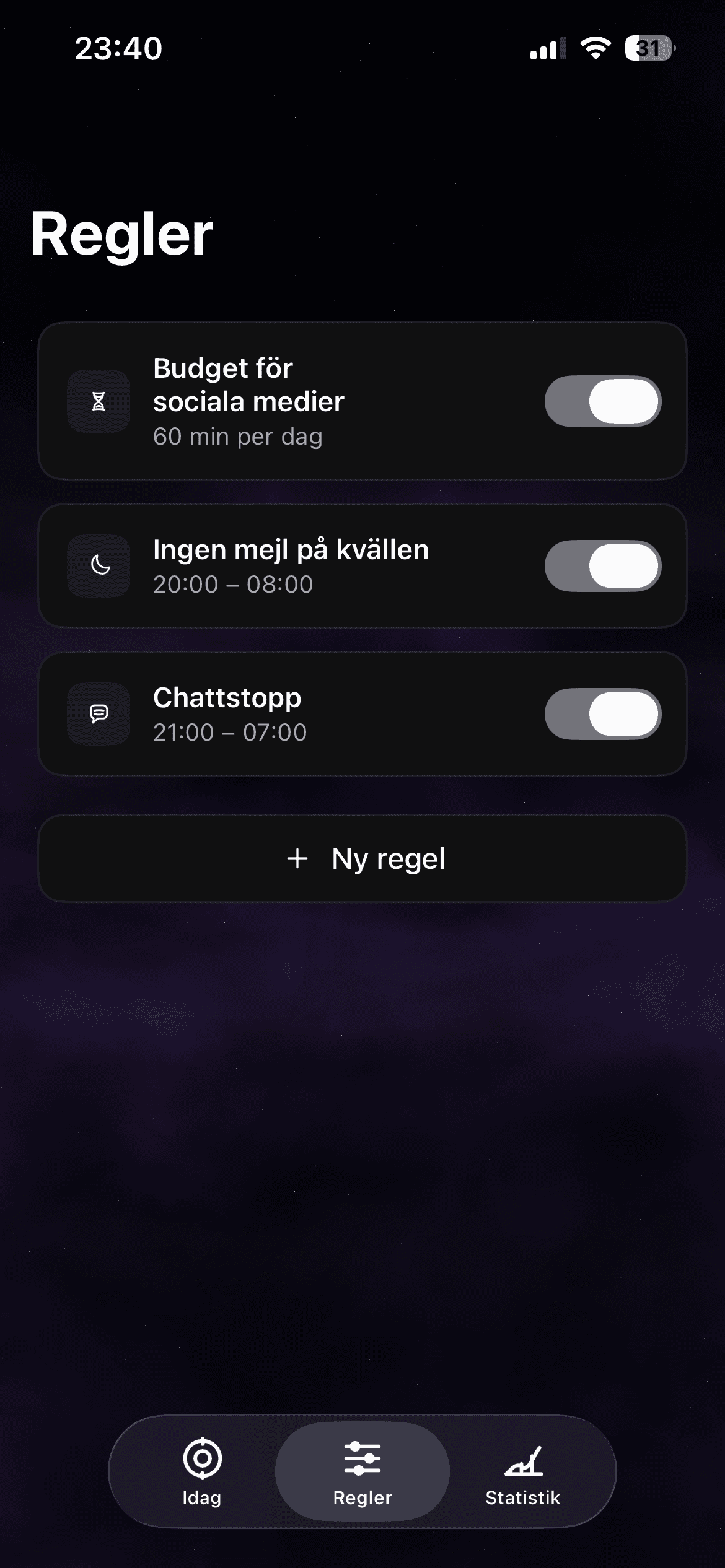 haegr regelskärm för starkare skärmtidskontroll på iPhone